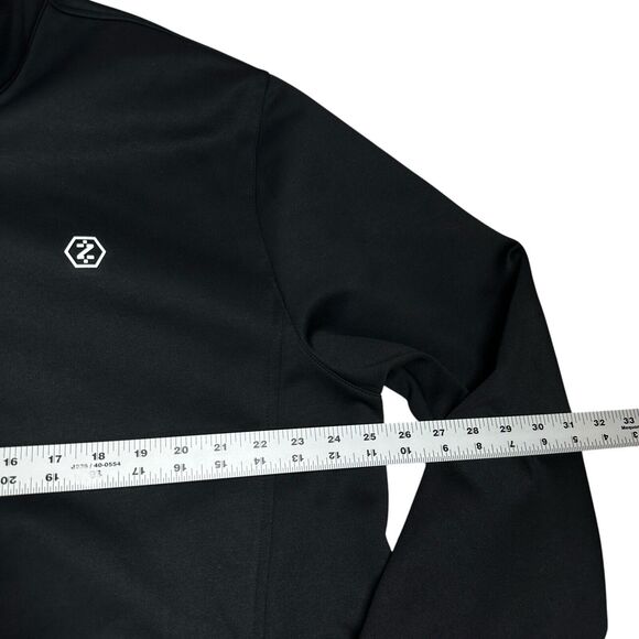 IZOD Sweatshirt Thick Mens Size XL Black Mock Neck Reflective Zip Pockets - Picture 3 of 7
